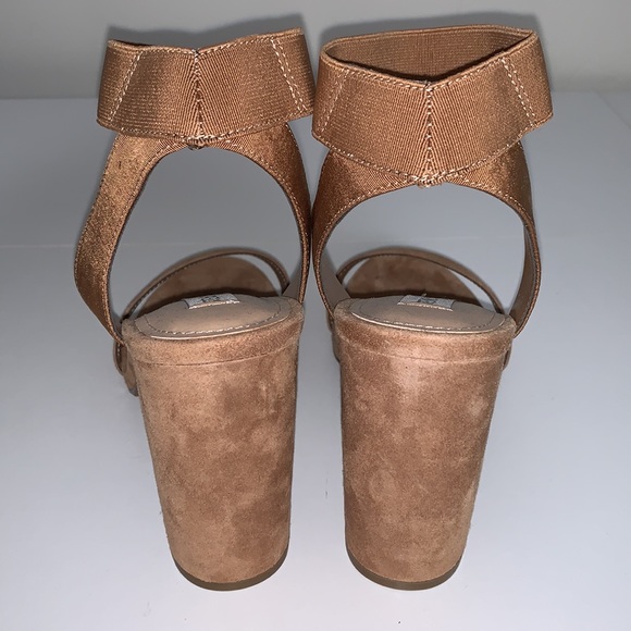 BNWOB Steve Madden Celebrate Suede Elastic Strap Sandals 9.5 Taupe/Blush - Picture 7 of 9